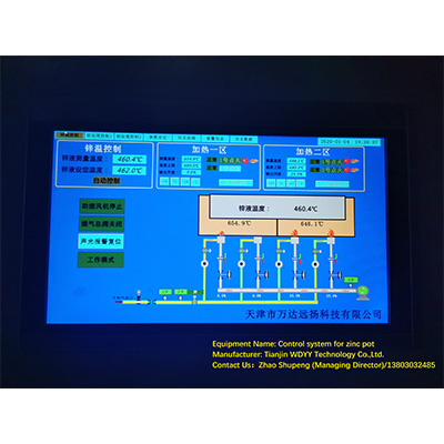 Control system for zinc pot